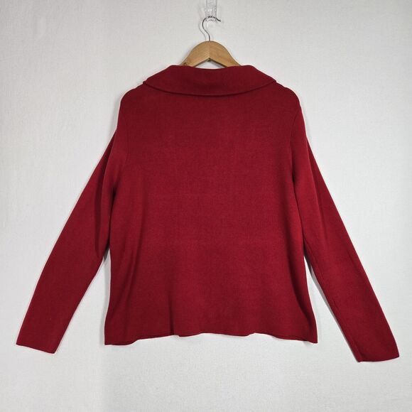 Chico's Convertible Cardigan Sz 2-L Red 100% Cotton Long Sleeve Snap Closure - Picture 7 of 14